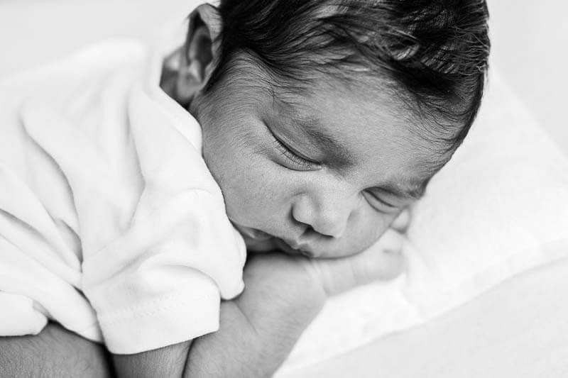 close-up of a sleeping newborn baby